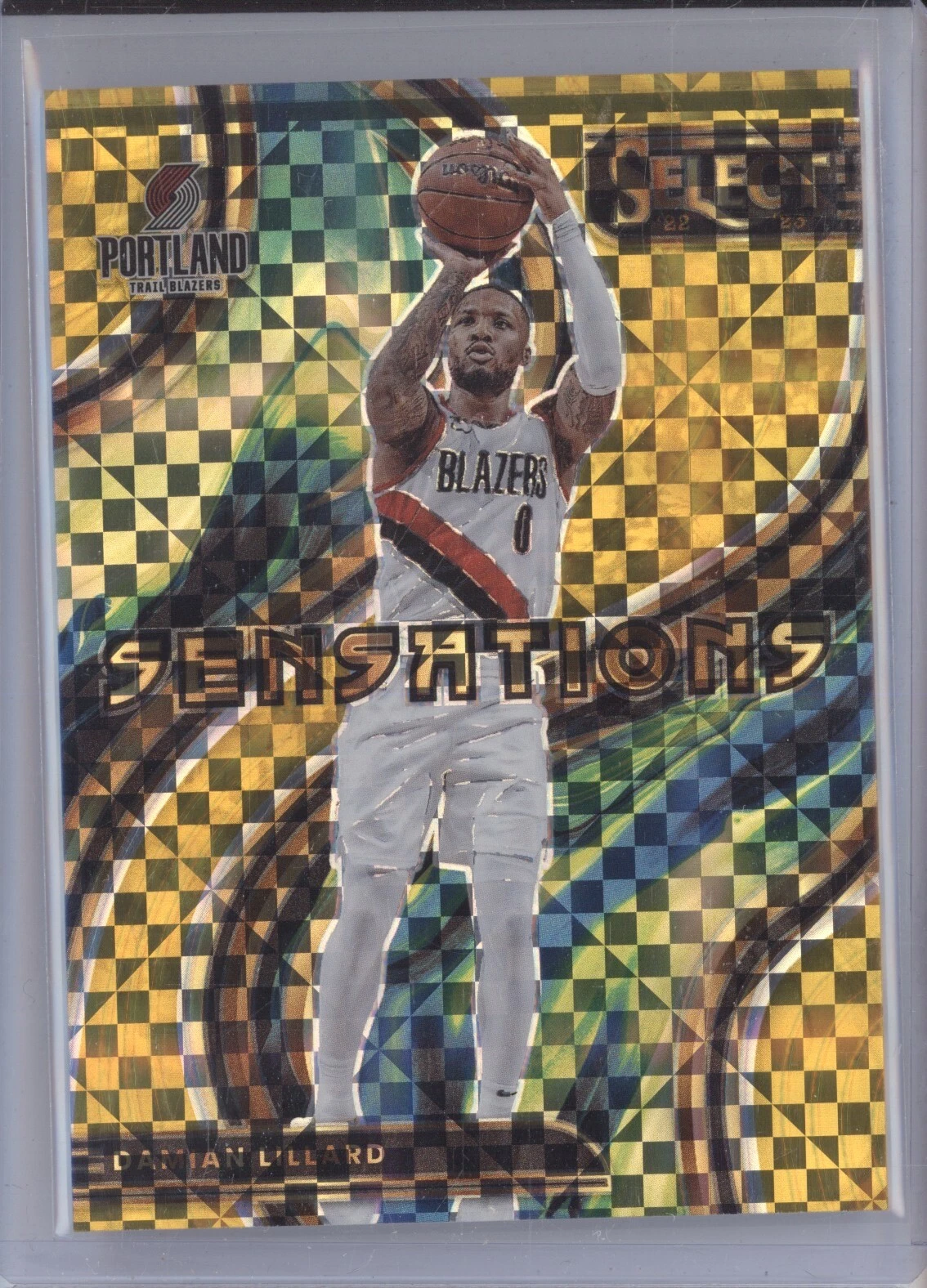 DAMIAN LILLARD 2022-23 PANINI SELECT #5 SENSATIONS GOLD PRIZM 5/10 BLAZERS