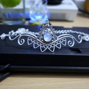 Elven circlet Glider rainbow moonstone, wedding elvish diadem, bridal headpiece - Picture 1 of 10