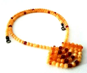 Antique Vintage Baltic Amber Egg Yolk Color Round 4 mm Beads Choker  - Picture 1 of 7
