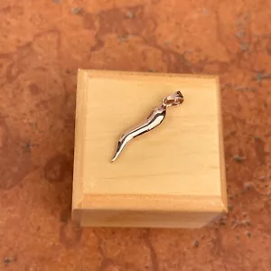 14KT Rose Gold "Cornicello" Italian Horn Pendant Charm LARGE Size Unisex Corno - Picture 1 of 7