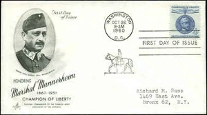US FDC #1165 Artcraft Severe#1Z Cachet Washington, DC Marshal Mannerheim - Picture 1 of 1