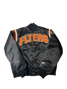 VTG 80s 90s NHL PHILADELPHIA FLYERS SATIN BOMBER JACKET SIZE L - Picture 1 of 6