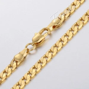 5MM 22INCH Cuban Curb Link Yellow Gold Filled GF Necklace Womens Mens Chain - Picture 1 of 4