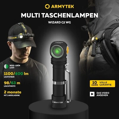 Armytek Stirnlampe Wizard C2 WG Weißem Licht 1100 lm 98 m Helle LED Taschenlampe