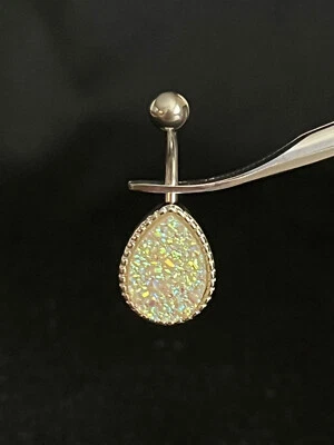 Anillo para el vientre piedra drusa lágrima 1 pieza lágrima acero perforado ombligo naval Foto 1 de 4