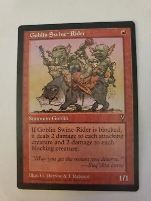 MTG Magic The Gathering Card Goblin Swine-Rider Summon Goblin Red V Visions  - Image 1 of 2