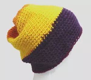 Multicolor Baggy Beanie Cap Unisex Hat Handmade Crochet Knit Stripe Slouchy NWT - Picture 1 of 7