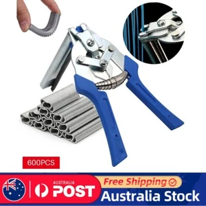 Poultry Cage Plier Fencing Gun Fastener Stapler M Wire Ringer 600 Clips - Picture 1 of 9
