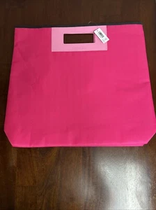NWT Clinique logo Pink 15" Large Tote Bag faux leather handle 2023 Free Shipping - Picture 1 of 4