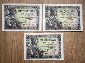 IBERMONEDA| España, 1pta. x 3. 1943 Fernando "El Católico". Correlativos - Picture 1 of 2