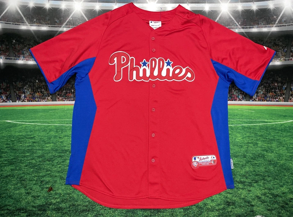 Camiseta deportiva roja majestuosa Philadelphia Phillies Cliff Lee #33 para hombre talla XL usada Foto 1 de 4