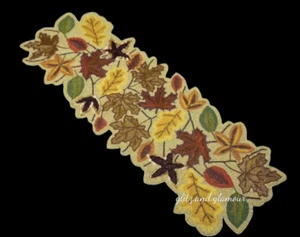NICOLE MILLER 13x36” Fall Thanksgiving beaded leaf pattern table runner NWT - Picture 1 of 1