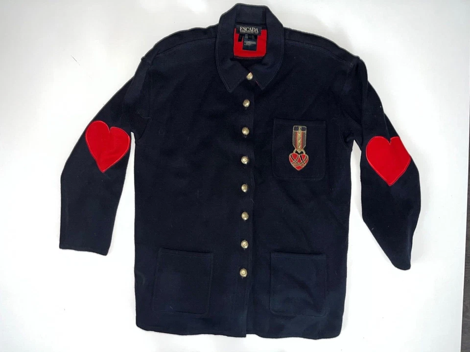 Escada Margaretha Ley 复古羊毛心形外套夹克外套 40 状况完好 — 第 1/1 张图片