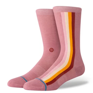 Stance Adult Dusty Rose Crew Cotton Cushion Stripe Camino Casual Socks Sz L 9-13 - Picture 1 of 1