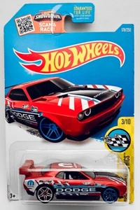 Hot Wheels 2016 #178 HW Speed Graphics Dodge Challenger Drift Car Rosso 1:64 DHR74 - Foto 1 di 7