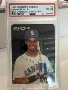 1989 Mother's Cookies #3 KEN GRIFFEY JR Bat on Left Shoulder PSA 6- SEE DESC - Picture 1 of 2