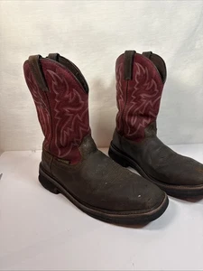 Bota de trabajo Wolverine para hombre roja/marrón. Botas occidentales de trabajo de cuero - talla 9 - Imagen 1 de 10