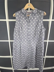 Boden Dress Blue Uk Size 20 Grey Polka Dot Sleeveless - Picture 1 of 12