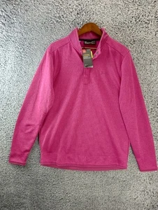 Under Armour Golf Sweater Men L Pink 1/4 Snap Mock Neck Pullover Storm Cold Gear - Picture 1 of 12