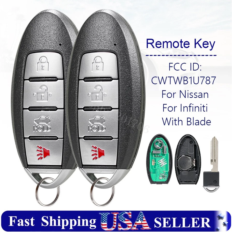 2 Llaveros remotos de repuesto 4B para Infiniti Q70 2014 2015 2016 2017 2018 2019 Foto 1 de 4