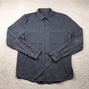 Lululemon Soft Knit Overshirt Mens L Heather Blue Tech Flannel LS Pockets - Picture 1 of 8