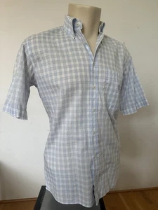 Camisa Hombre Eterna Manga Corta 39/40 Algodón Lino Blanco Azul - Muy Buen Estado - Imagen 1 de 8