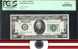 1928 $20 ATLANTA NUMERICAL FRN Federal Reserve Note PCGS 65 PPQ Fr 2050-F 27441 - Picture 1 of 3