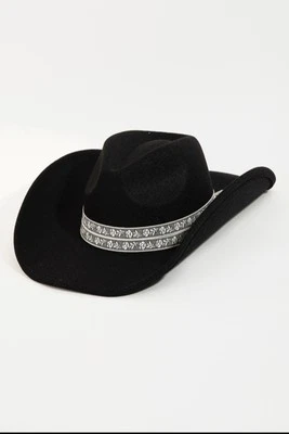 Embroidered Flower Strap Western Cowboy Hat  - Image 1 of 4