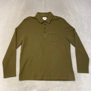 Polo uomo Billy Reid manica lunga maglia waffle verde oliva taglia L - Foto 1 di 8