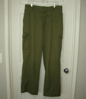 Vintage Boy Scouts of America Uniform Pants 36 x 30 Khaki Green Snap Pockets BSA - Image 1 of 4