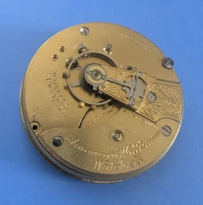 VINTAGE 18 SIZE WALTHAM P.S BARTLETT HUNTING POCKET WATCH MOVEMENT RUNNING - Picture 1 of 2
