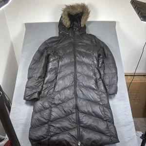 Cappotto lungo imbottito Marmot donna grande nero Montreaux pelliccia sintetica cappuccio pile piumino - Foto 1 di 16