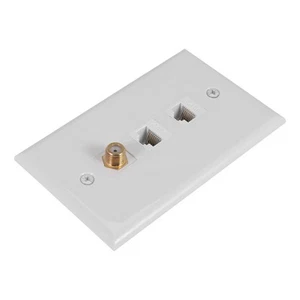 Ethernet Coax Wall Plate,2 Port Cat6 RJ45 and 1 Port F Type Connector Coax8163 - Afbeelding 1 van 7