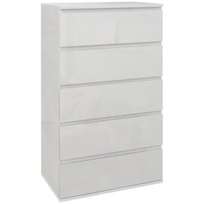 HIGH GLOSS 5 DRAWER CHEST BEDROOM STORAGE UNIT - Image 1 of 4