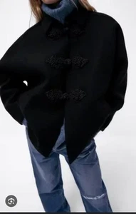 ZARA Cropped Manteco Wool Coat/ Oversized Fit/Size XS - Picture 1 of 14