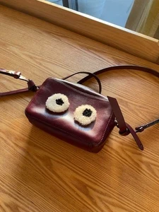 Anya Hindmarch Eyes Crossbody Bag Black Used Strap Repaired Funny Face Design - Picture 1 of 8