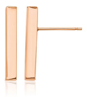 Brincos pendentes de ouro rosa sólido 14K com barra de linha de 3 mm - Imagem 1 de 4