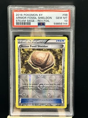 Armor Fossil Shieldon 98/114 Uncommon Reverse Foil 2016 XY Steam Siege PSA 10  - Image 1 of 2