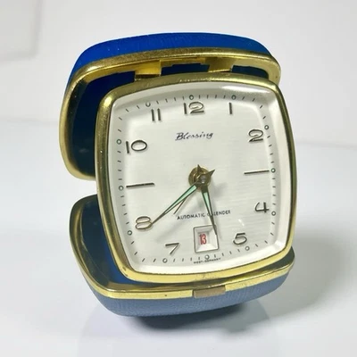 Vintage Blessing Traveling Folding Alarm Clock Calendar Wind-Up West Germany - Image 1 of 4