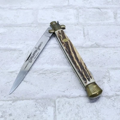 Kissing Crane KC49 Rostfrei Germany Stag Handle Folding Knife Brass Lockback - Image 1 of 4