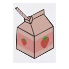 Large 'Strawberry Milk Carton' Temporary Tattoo (TO00040200)