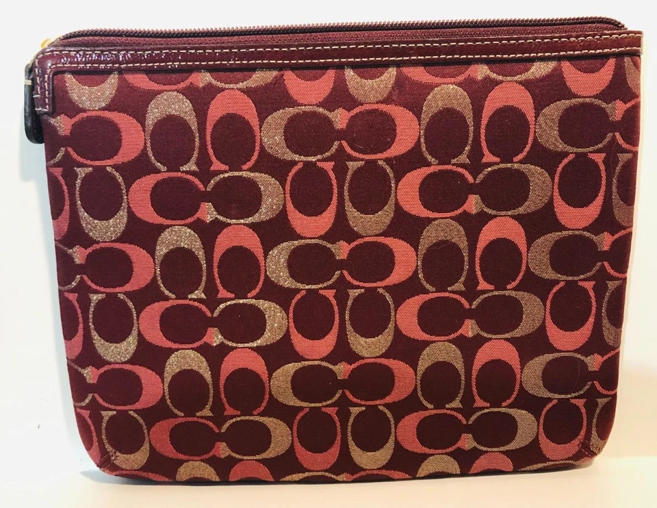 Coach Padded Tablet Signature Jacquard Case Burgundy - Image 1 of 4