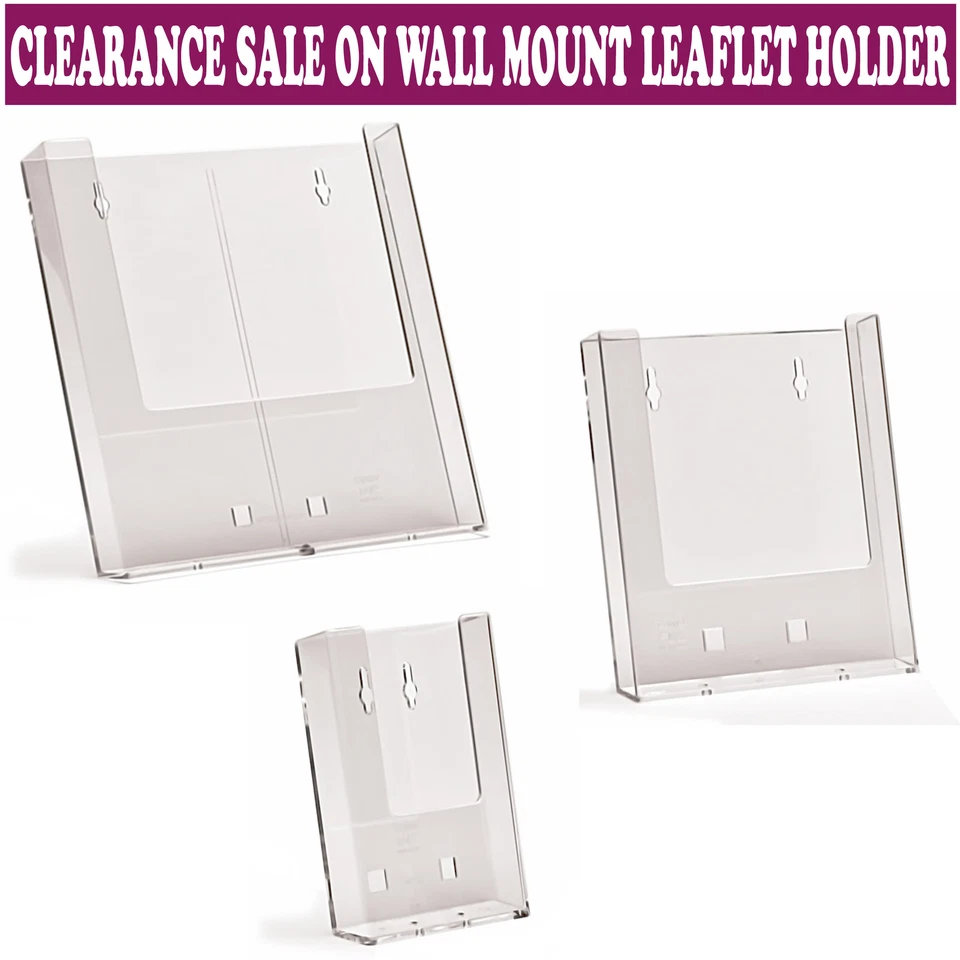 DL A5 A4 Wall Mount Leaflet Postcard Brochure Holders Menu Dispenser Displays