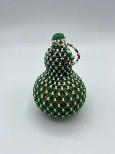 African Beaded Calabash/Gourd w/Stopper Shaker Container Handmade - Picture 1 of 10