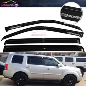 For 09-15 Honda Pilot Window Visors Vent Guard Deflector Shade w/ Silver Mugen - Picture 1 of 3