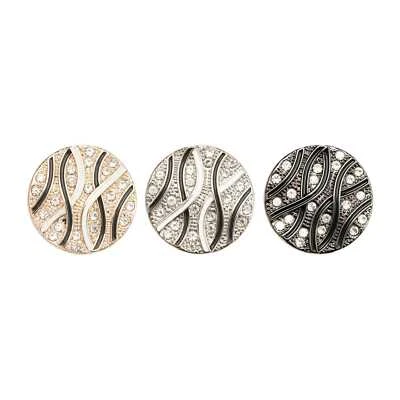 5pcs Vintage Metal Button with Enamel Stripe and Rhinestones for Sewing & Crafts - Image 1 of 3