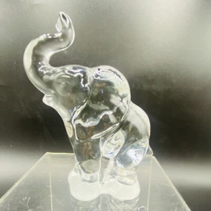 Vintage Fenton Clear Glass Elephant Raised Trunk Up Good Luck 4” Stamped Figure - Picture 1 of 9