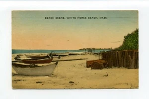 White Horse Beach, Plymouth MA Mass 1940 postal Dory, langosta, macetas de cangrejo - Imagen 1 de 3