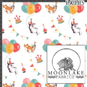 Birthday Dogs, fabric, 100% Quality Cotton Poplin Fabric *Exclusive* - Picture 1 of 4