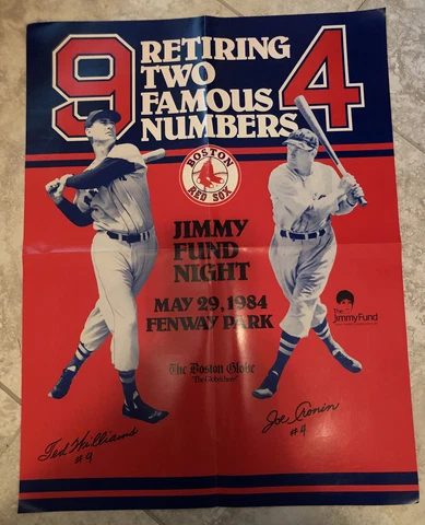 Retiring Two Famous Numbers Ted Williams Joe Cronin 1984 Boston Red Sox Poster Cover
